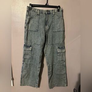 SO Juniors Cargo High-Rise Wide-Leg Jeans